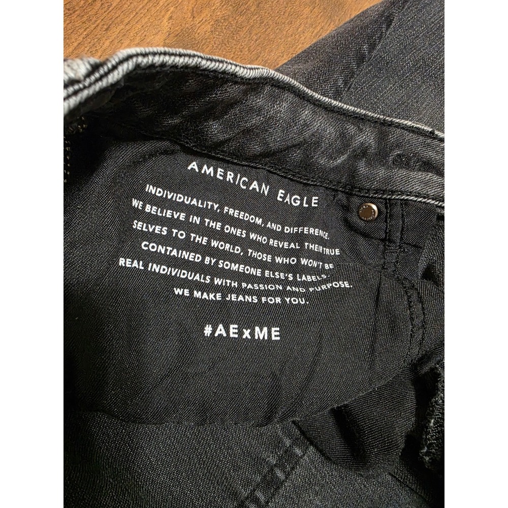 American Eagle Airflex+ Mens Washed Black Denim‎ Jeans 34x29 Stretch 5-Pocket - Picture 4 of 14